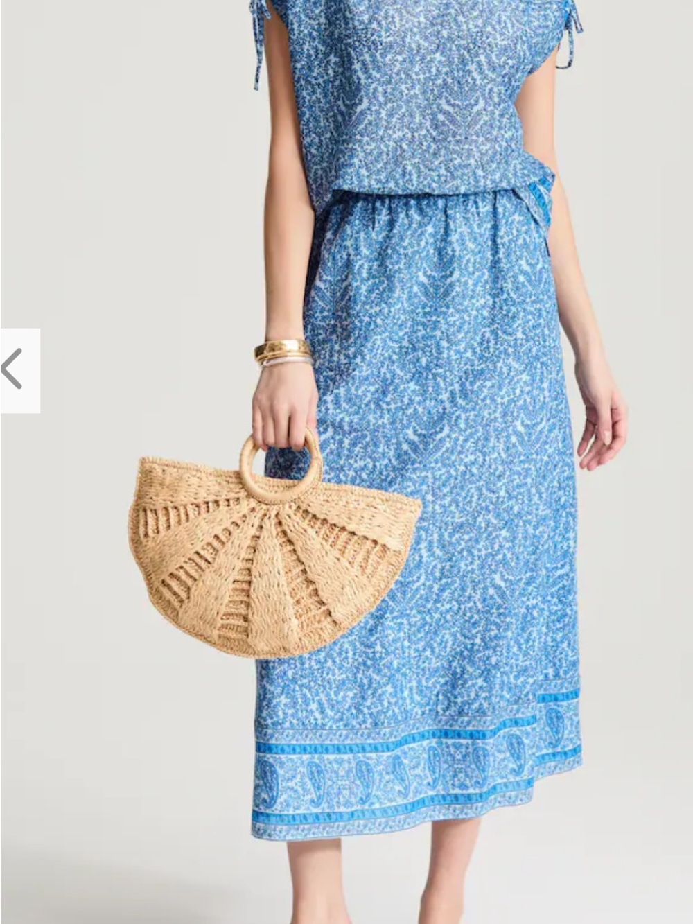 J. Jill Blue Printed Midi Skirt with Border Detail